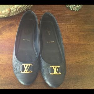 Louis Vuitton Blue Flats 37 FA 0156 Leather